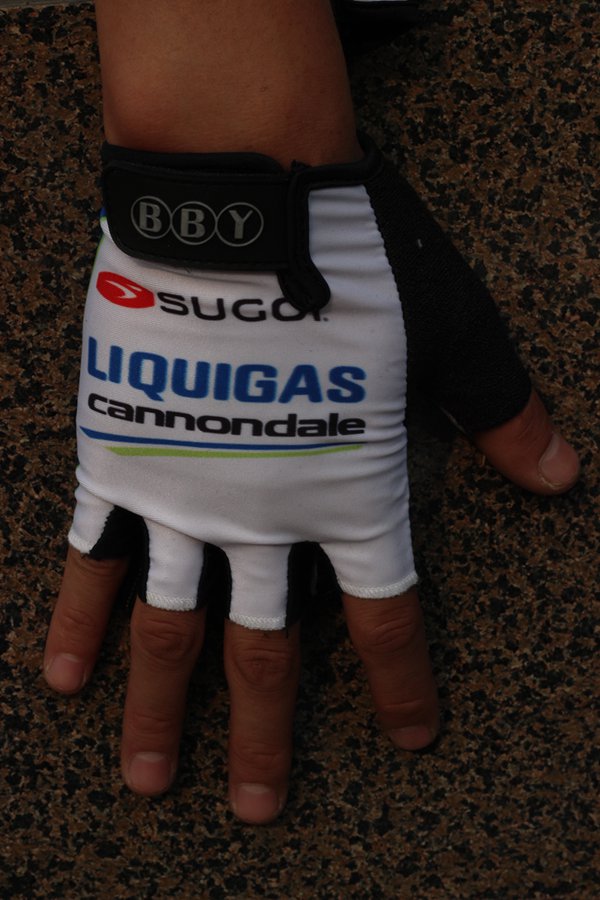 2011 Liquigas Guante de bicicletas blanco